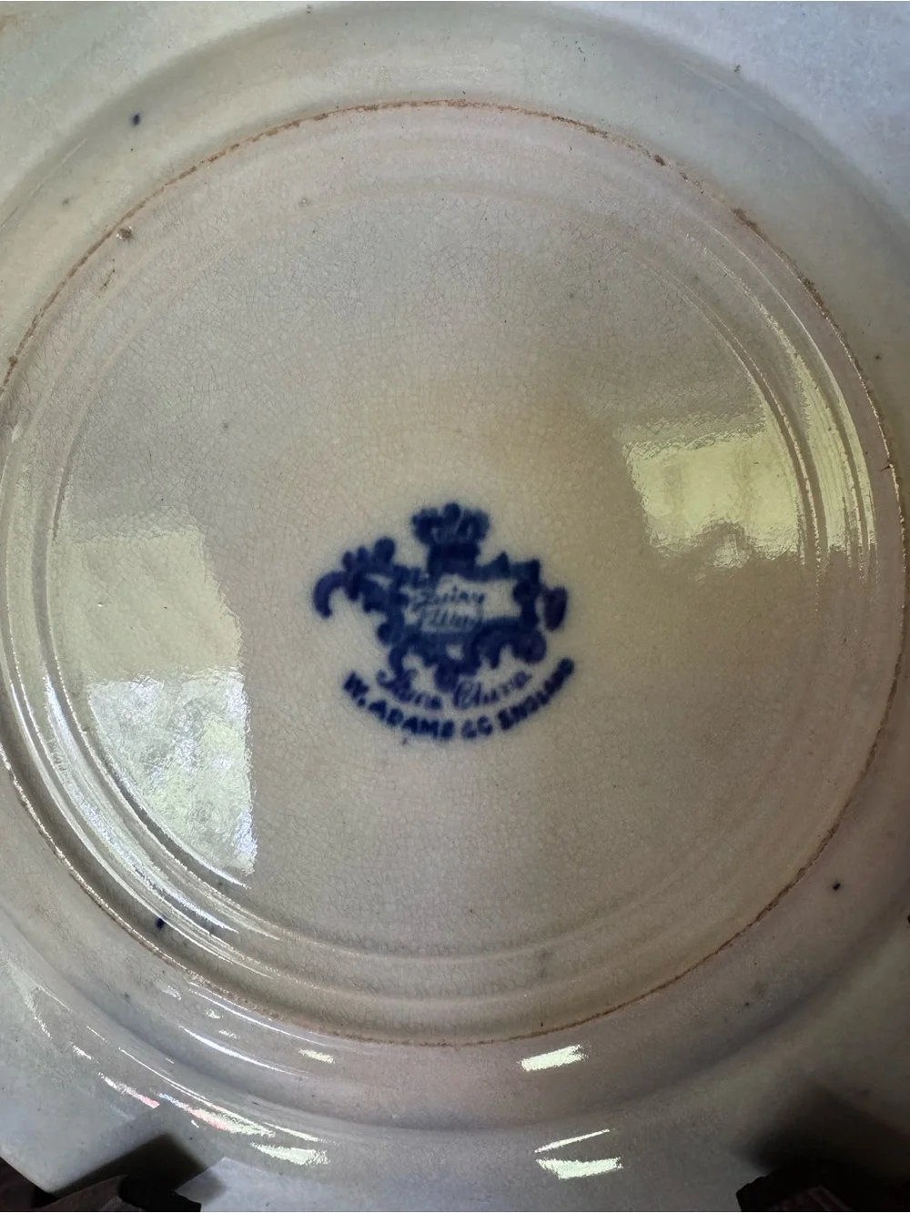 W. Adams & Co Flow Blue Fairy Villas vintage 10in dinner plate